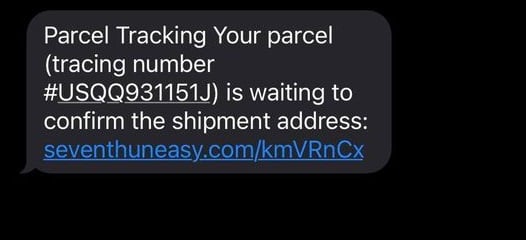 Parcel Tracking Scam Text