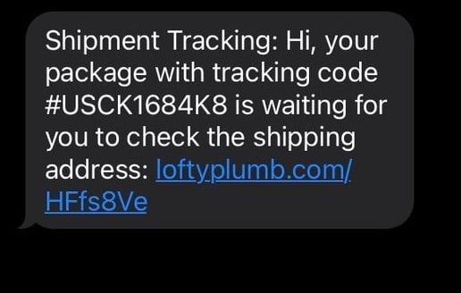 Shipment Tracking Scam Text