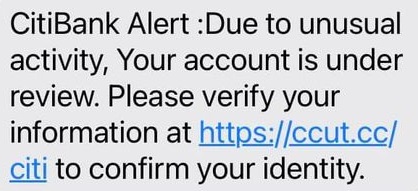 Citibank Text Scam