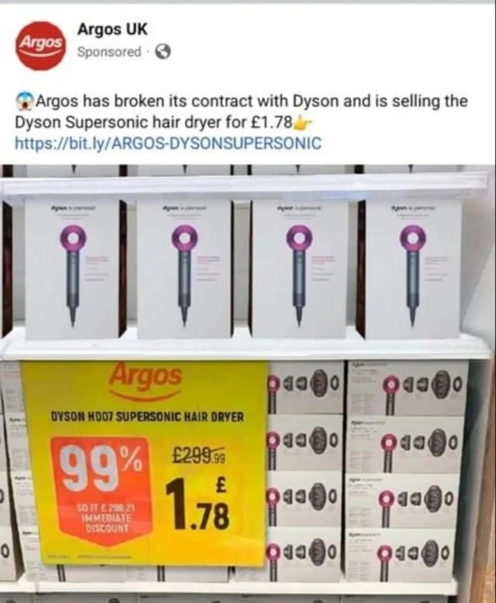 The Argos Dyson Hairdryer Facebook Scam