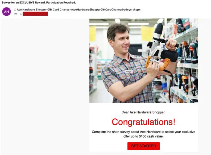Ace Hardware Scam Email