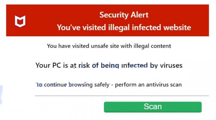 McAfee Popup Scam Security Alert Message