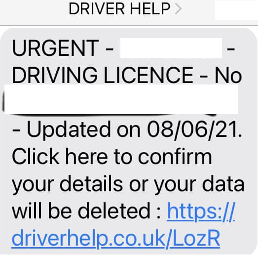 Driver Help Text Scam and Fraudulent Message