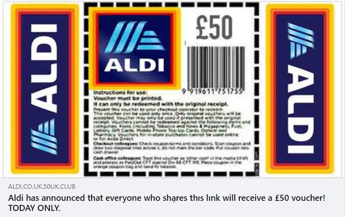 Aldi £50 Voucher Scam on Facebook