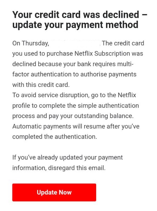 Netflix Scam Email