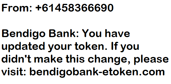 Bendigo Bank Scam Text Updated Your Token