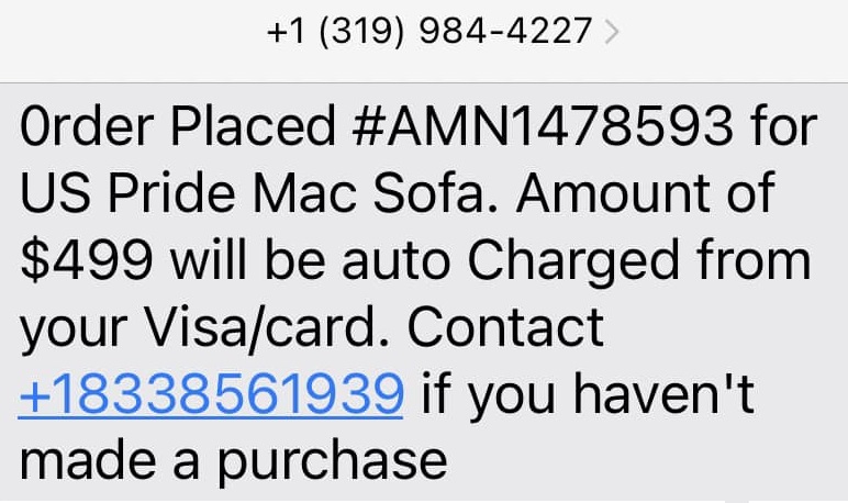 US Pride Mac Sofa Scam Amazon Text