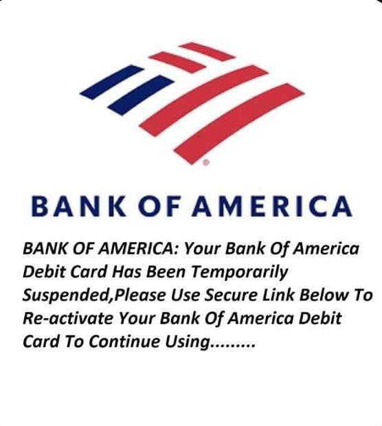 Bank of America Text Scam - Debit Card Temporarily Suspended