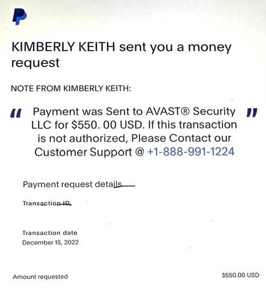 Kaspersky LLC PayPal Scam