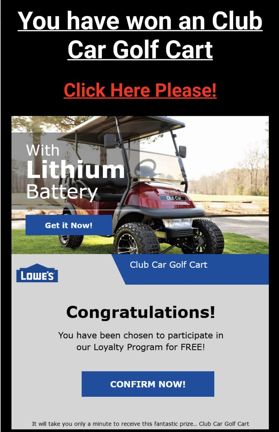 Lowes Golf Cart Scam