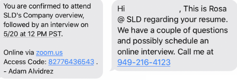 SLD Opportunity Scam Text Messages