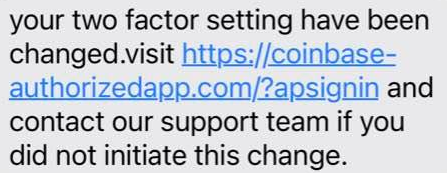 Coinbase Text Scam Message 2