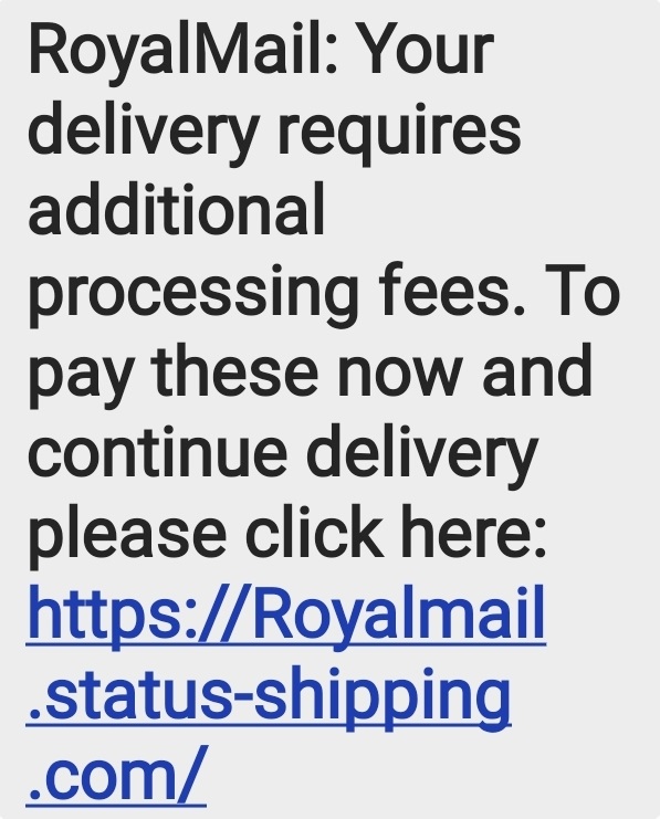 Royal Mail Text Scam - Royalmail.status-shipping .com