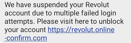 Revolut Scam Text Message - Account Suspended