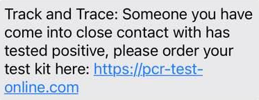 Track And Trace Text Scam Text - Tested Positive