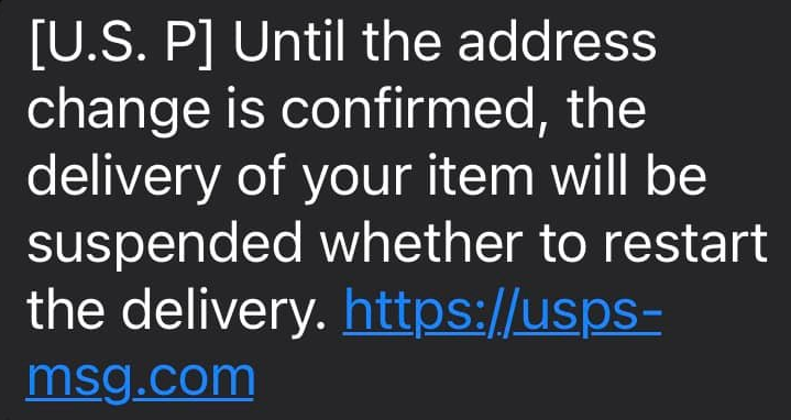 USPS Redelivery Scam Text