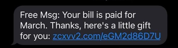 Your Bill is Paid For March scam - Text From Self  Scam