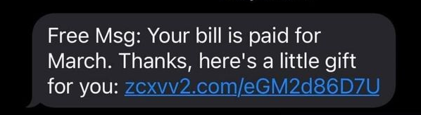 Your Bill is Paid For March scam - Text From Self Scam