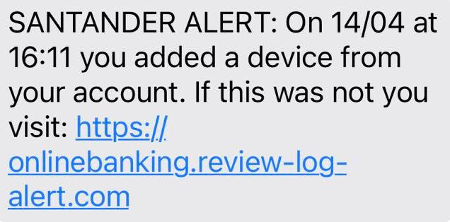 Santander Alert Scam Text