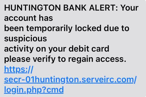 Huntington Alert Text Scam
