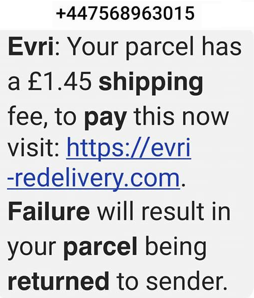 Evri Shipping Fee Scam Text