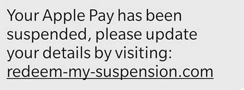 Apple Pay Suspended Scam Text