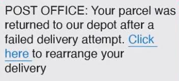 Post Office-Depot Scam Text Message