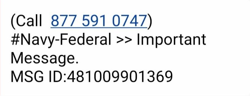 Navy Federal Credit Union Scam Text