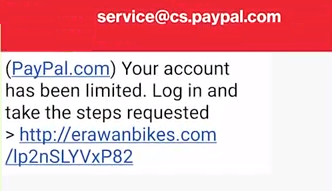 erawanbikes paypal, erawan bikes scam, text from paypal scam