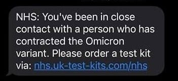  NHS test kit scam text