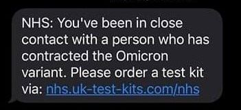 NHS test kit scam text