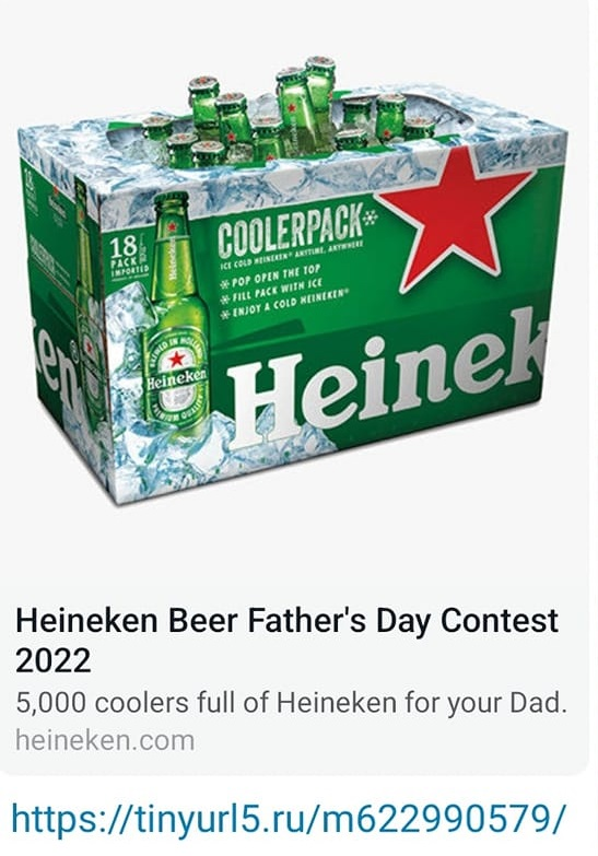 Heineken Whatsapp Scam 2022 - Free Cooler Competition Contest for Fathers Day