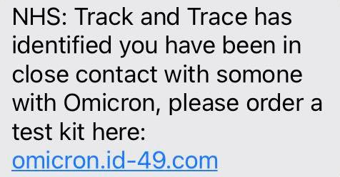  NHS track and trace alert Text