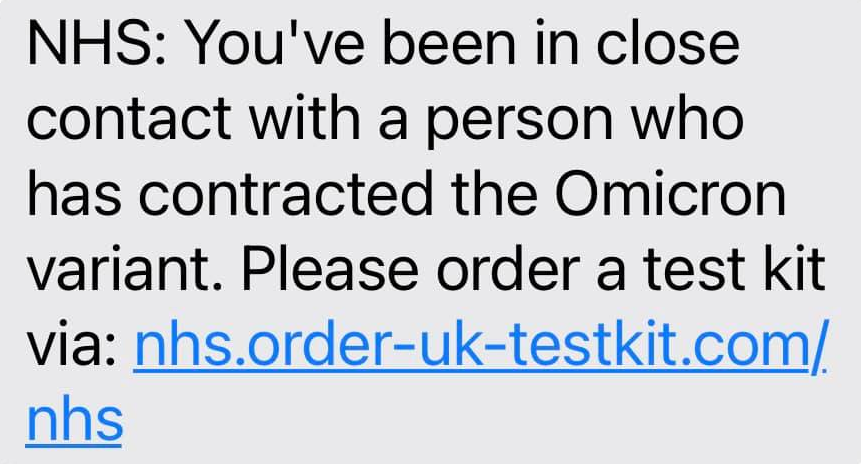 NHStestkit Text NHS Test Kit Scam - nhs.order-uk-testkit.com 