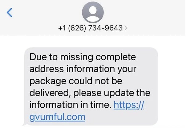 gvumful USPS Scam Text Message - gvumful.com