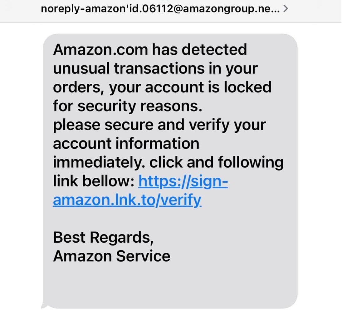 The Amazon Security Scam Text