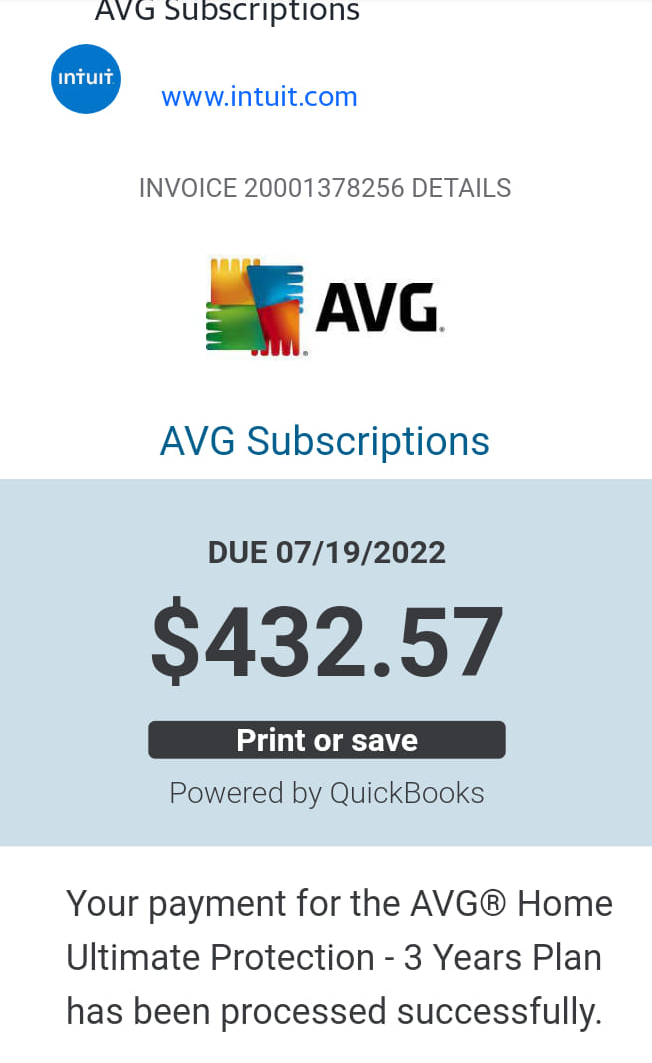  AVG Subscription Scam Email