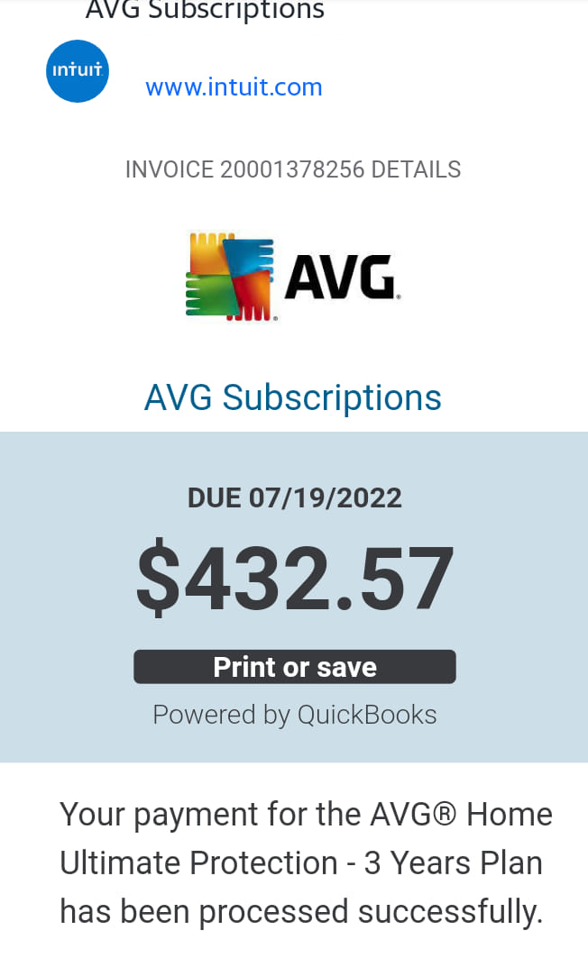 AVG Subscription Scam Email