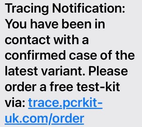 Tracing Notification New Variant Scam Text Message
