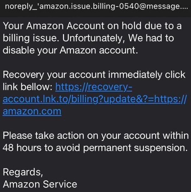 Noreply Amazon Scam Text Message