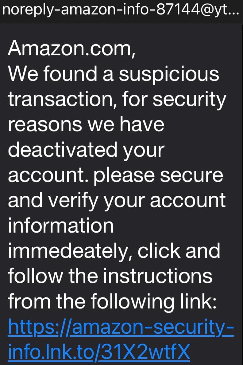 Noreply Amazon Scam Text Message