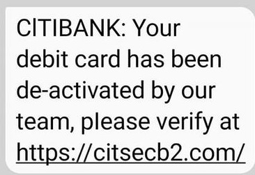 Citibank Scam Text