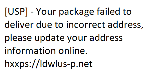 Postal Service Text Scam - Package Failed to Deliver