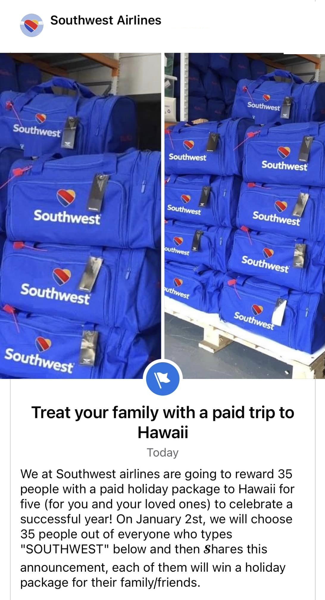 The Southwest Facebook Scam