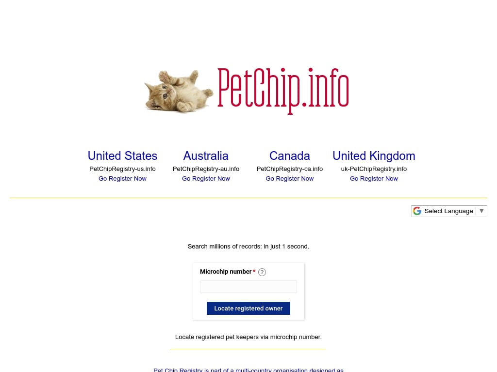 Pet Chip Info at petchip.info