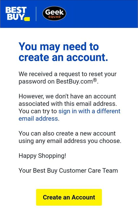 Best Buy Password Reset Scam Email