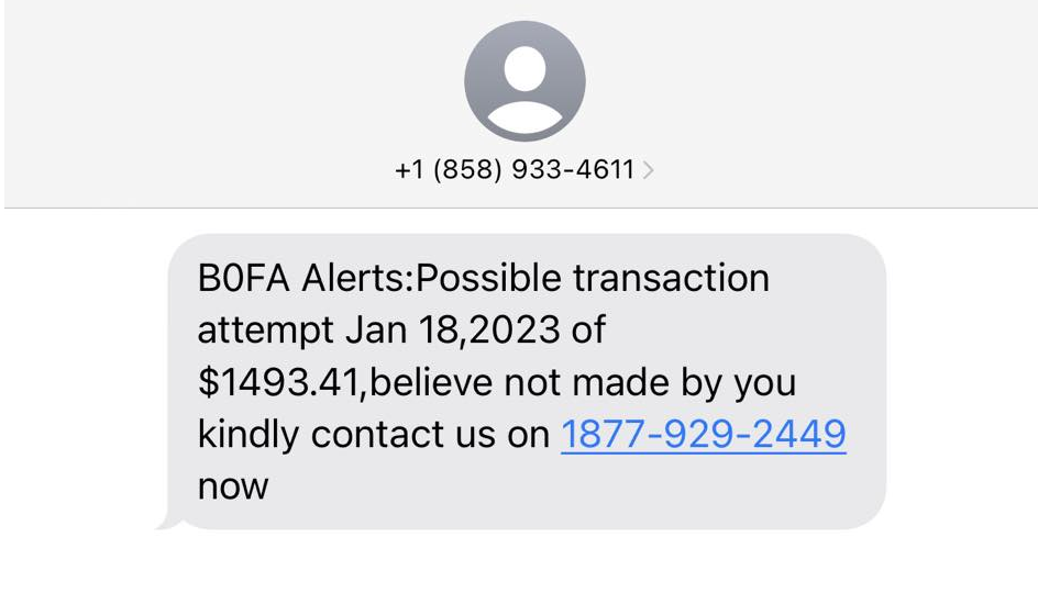 Bank of America Text Scam