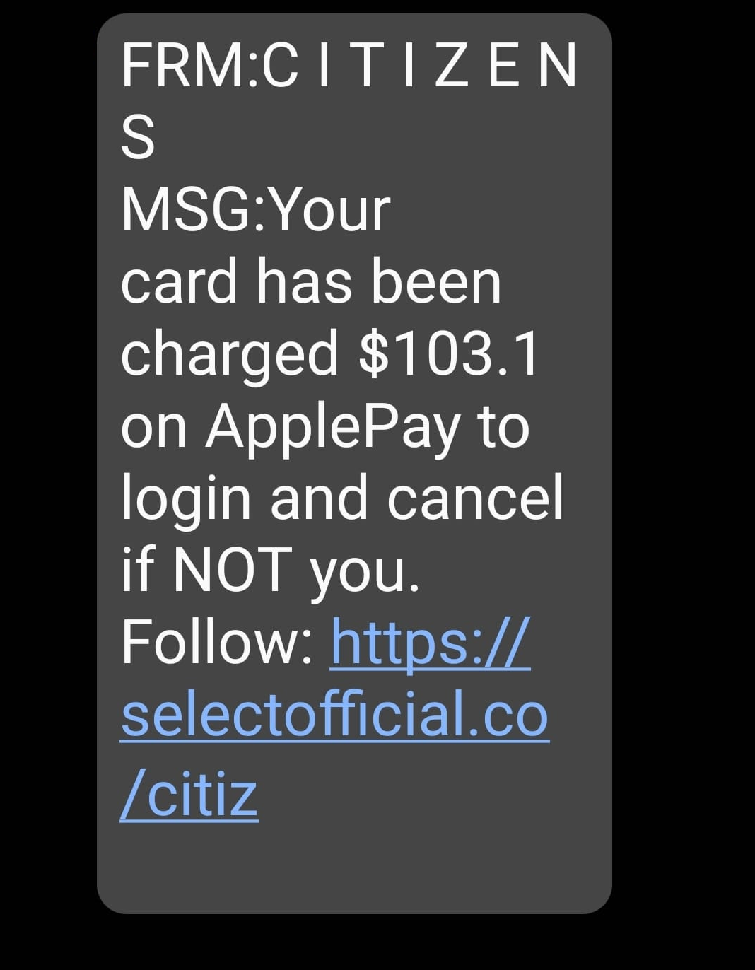 ApplePay Scam Text Message