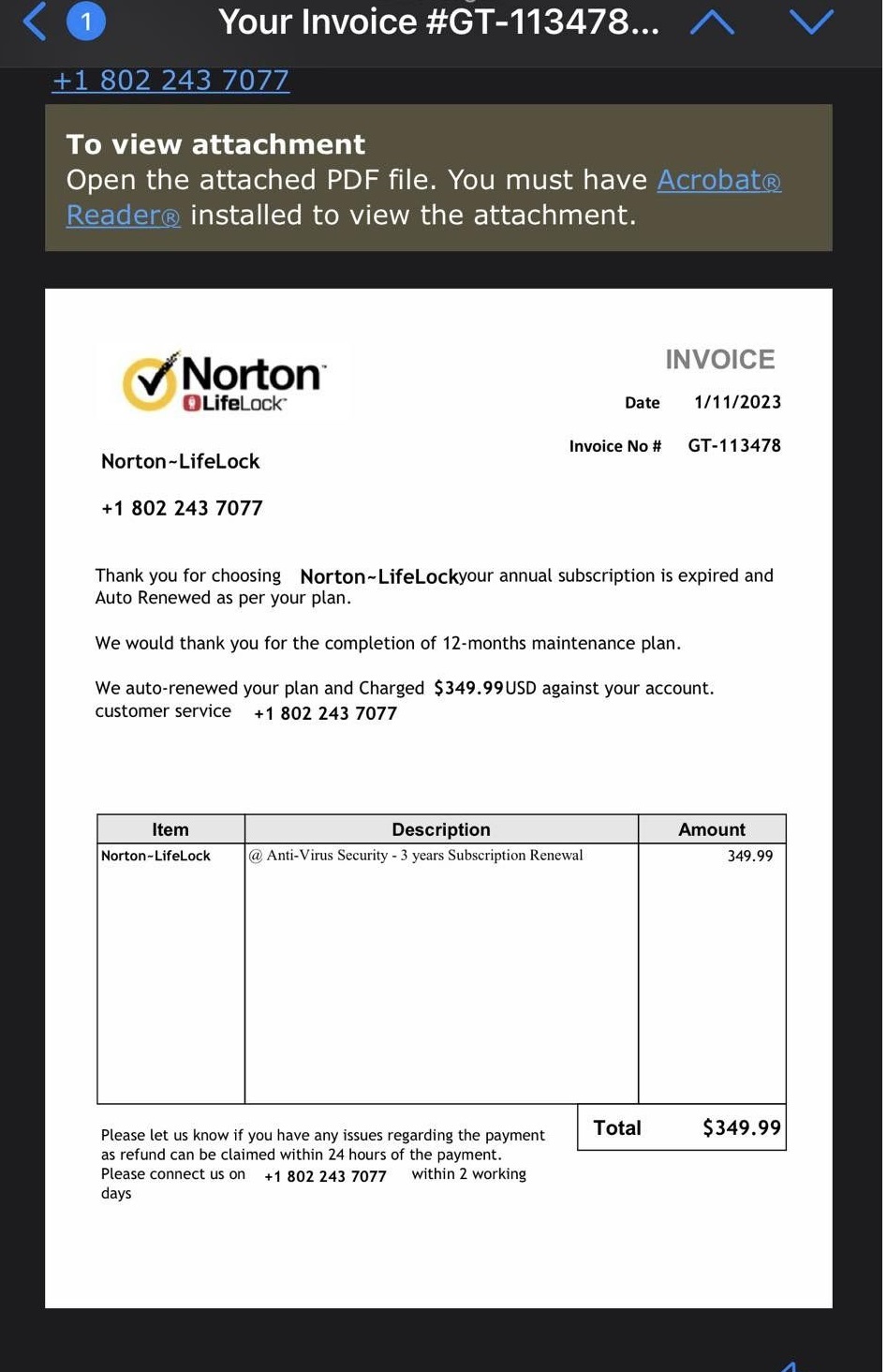 Norton LifeLock Scam