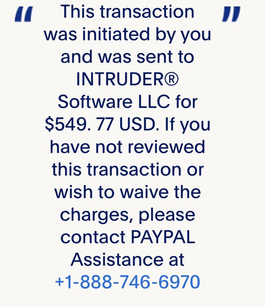 PayPal LLC Scam Email Message